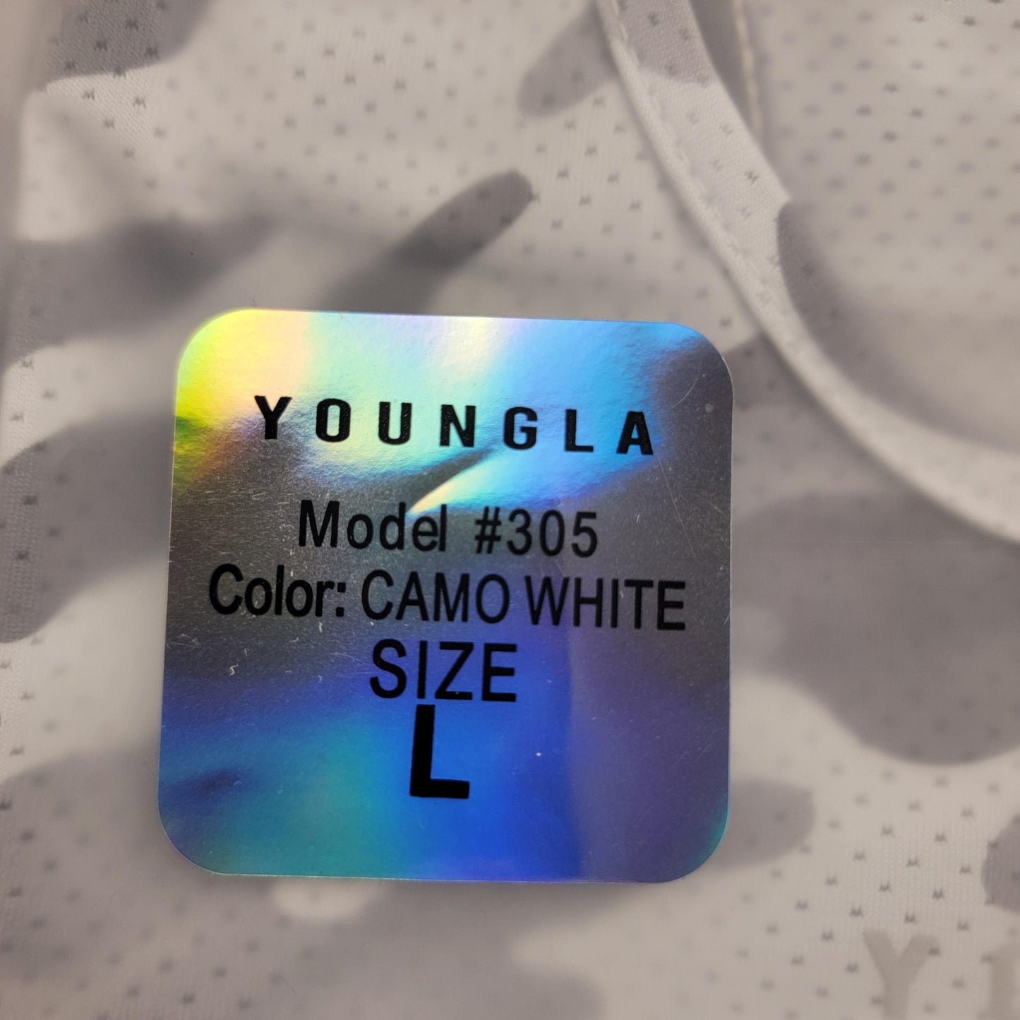YoungLA Tank Top Mens Large White Camo Mesh Racerback Athletic Gym Model 3058