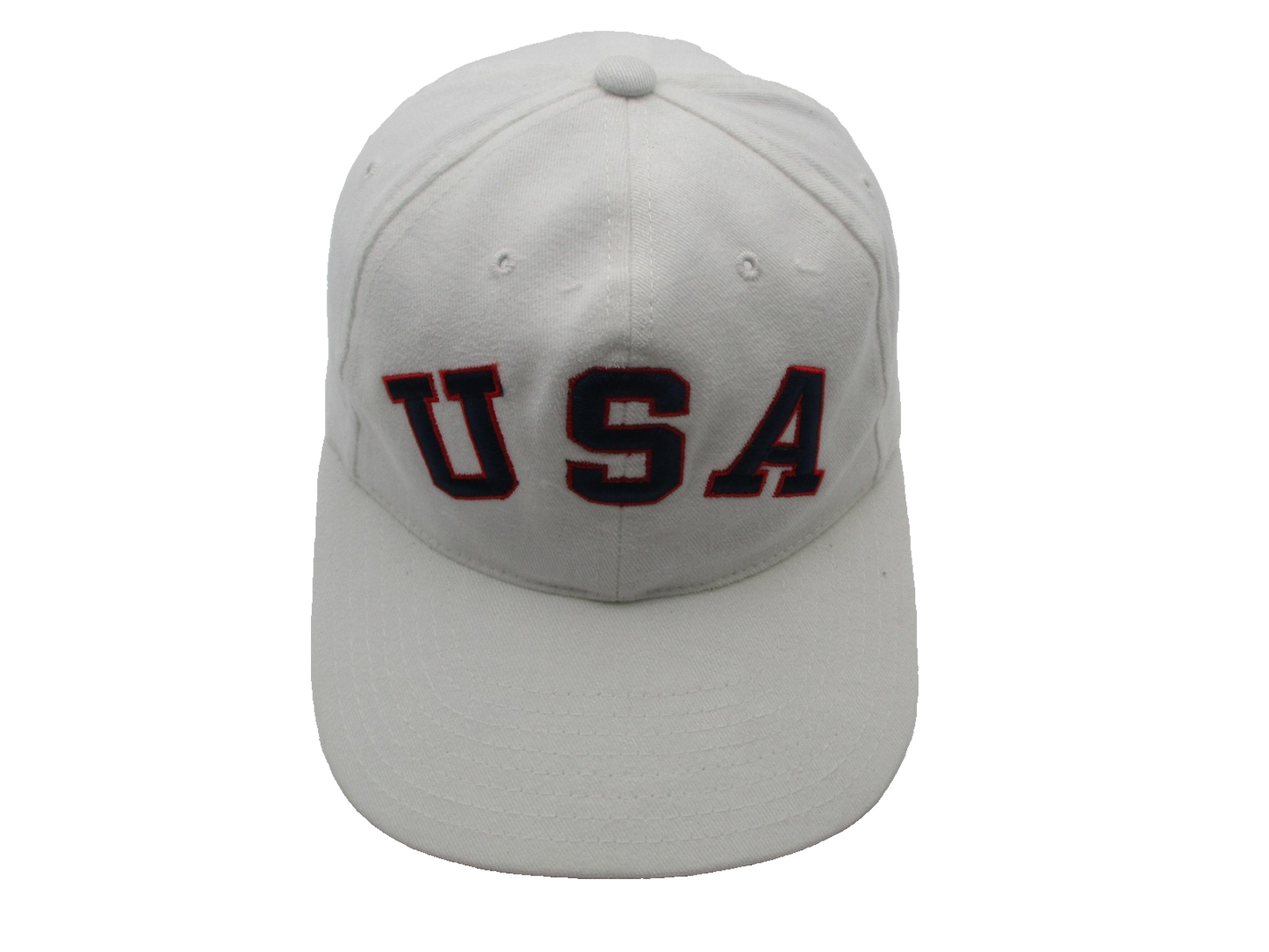 Vintage USA Hat Cap Snap Back Mens One Size White Embroidered American Needle3