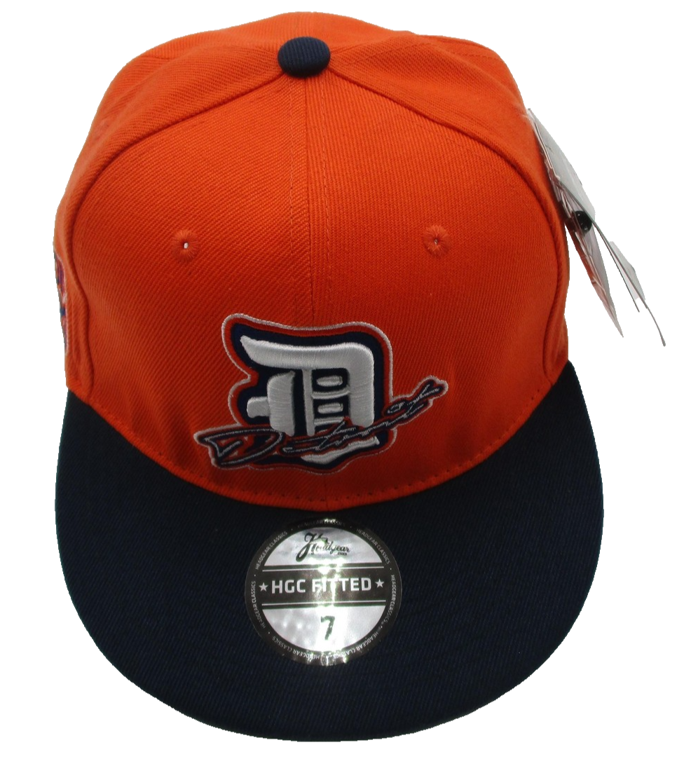 Detroit Stars Hat Cap Fitted Mens 7 Orange Navy Negro Leagues Baseball Headgear4