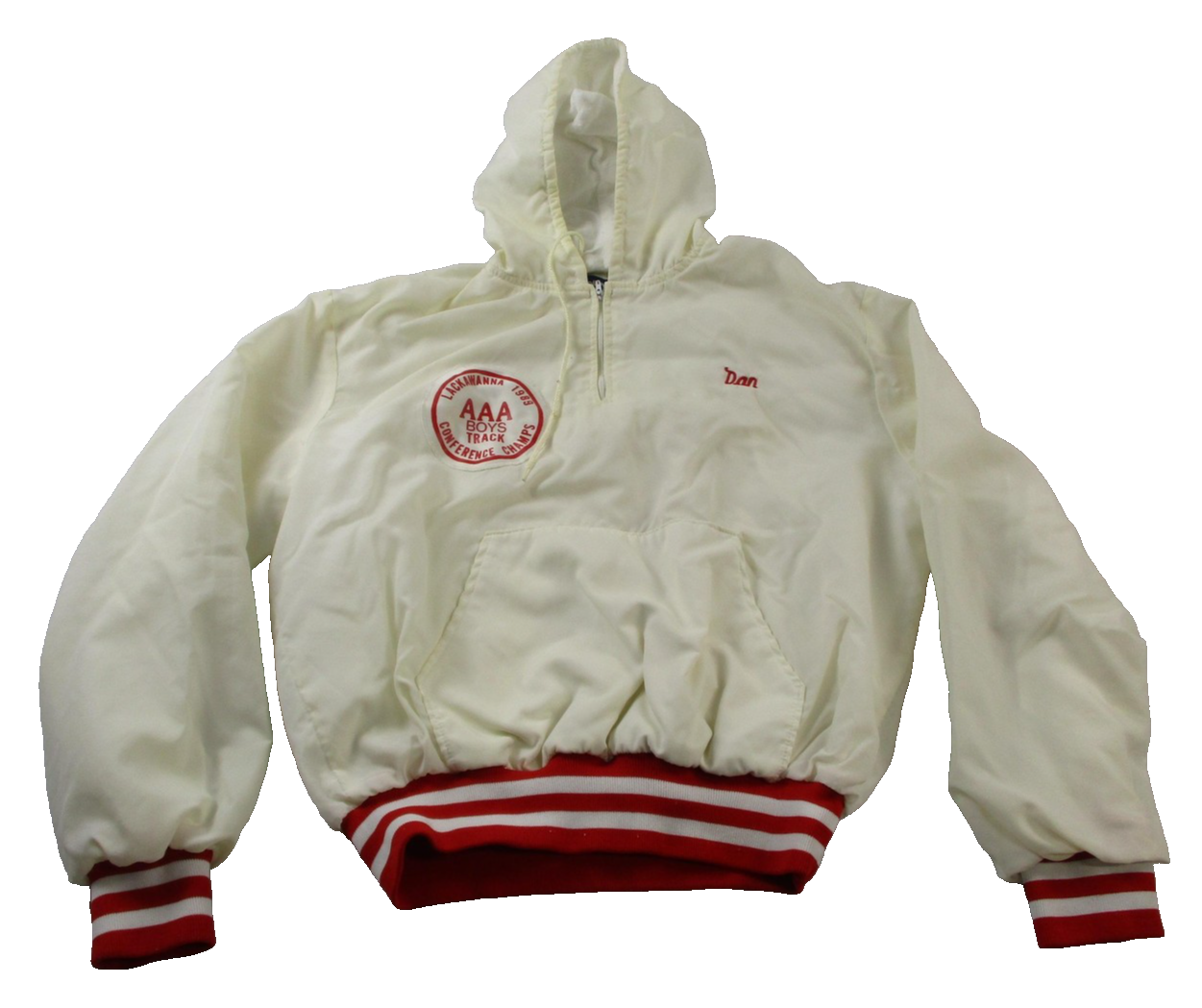 Vintage Holloway Jacket Mens XL White Hooded 1/2 Zip Track NP Varsity 16460