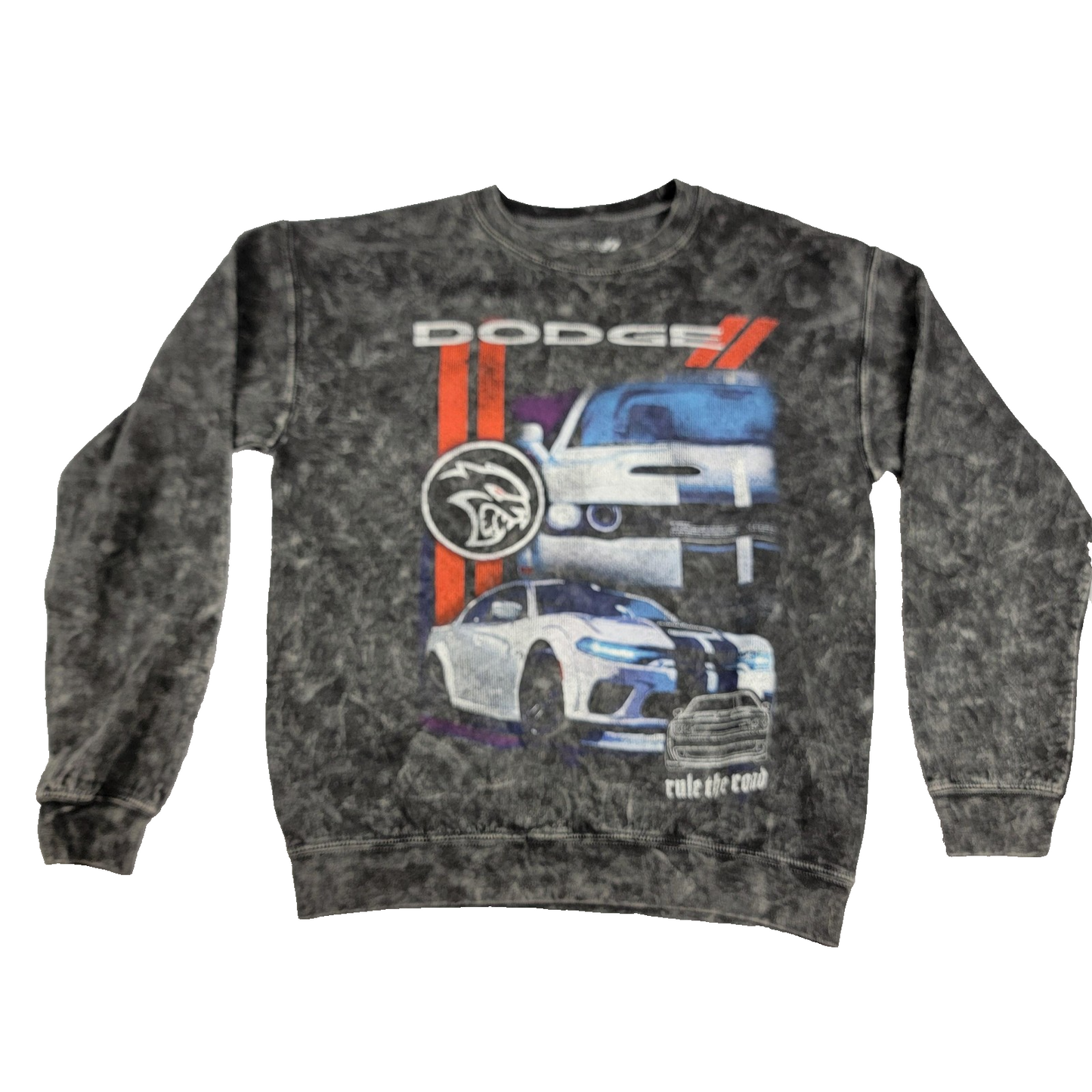 Dodge Sweatshirt Mens Medium Crewneck Hellcat Muscle Car Rule the Road