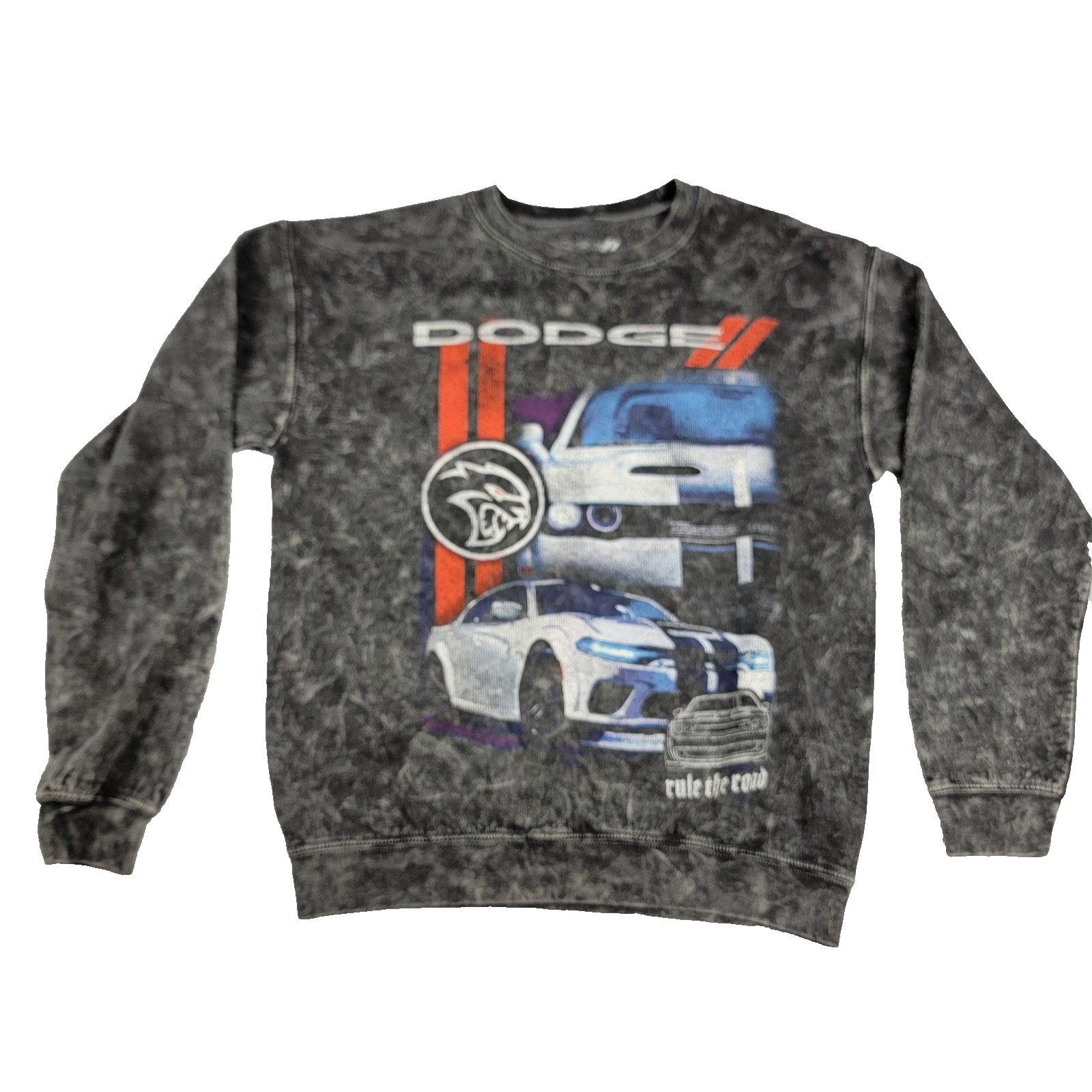 Dodge Sweatshirt Mens Medium Crewneck Hellcat Muscle Car Rule the Road