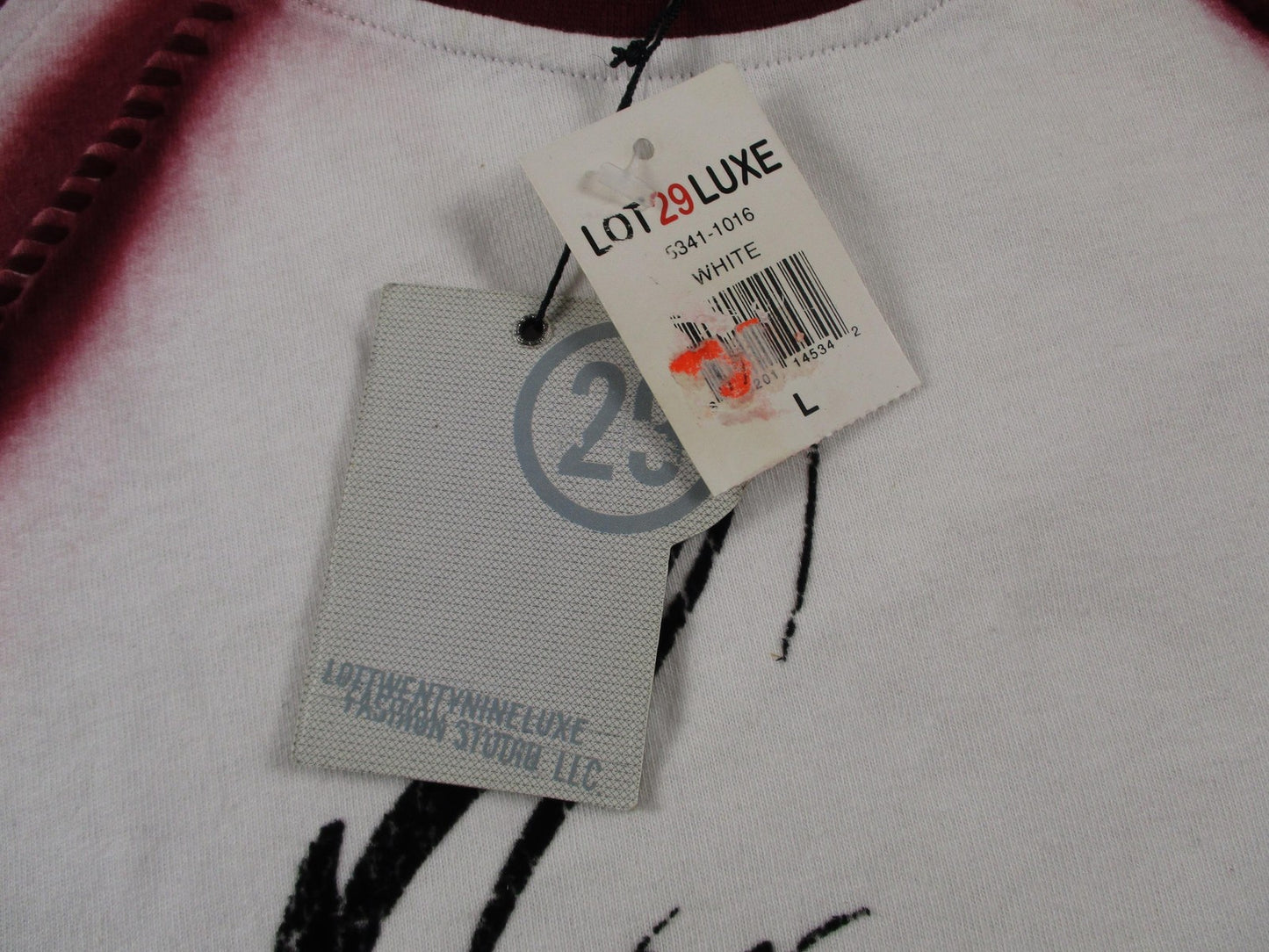 Lot29Luxe Shirt Mens Large White Maroon Raglan Cartoon Graphic Streetwear Tee6
