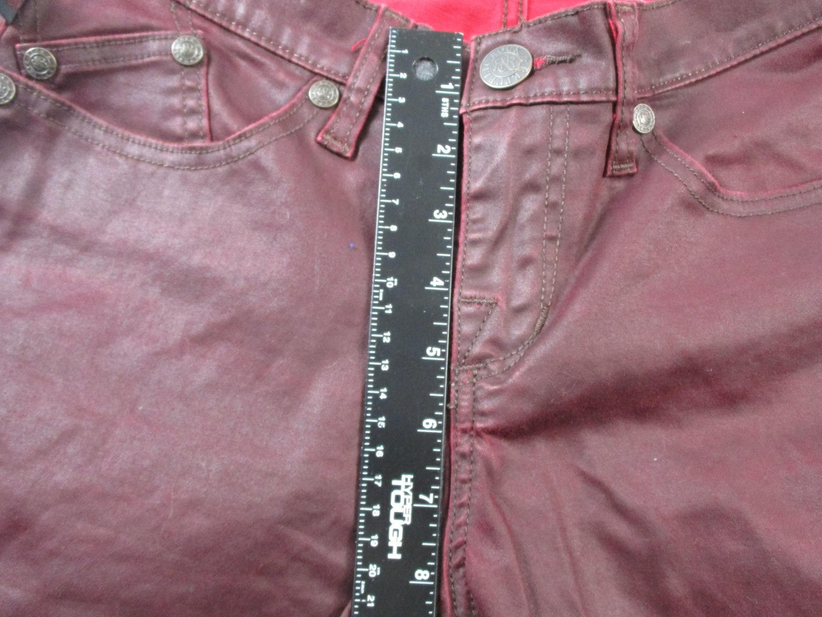Rock & Republic Jeans Womens 31 Dark Red Skinny Slim Fit Coated Denim 143512
