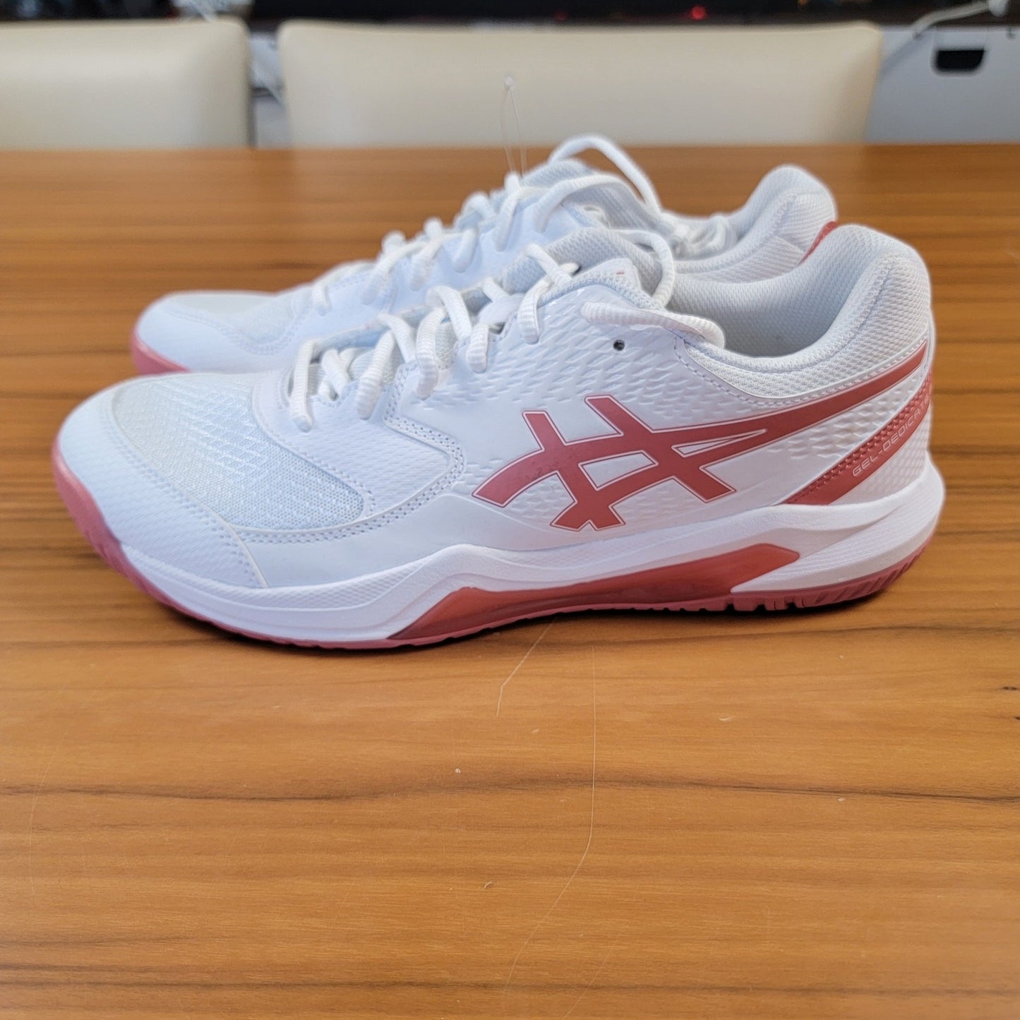 ASICS Wmns Gel Dedicate 8 'White Light Garnet' Sz 10.5 1042A237 1001