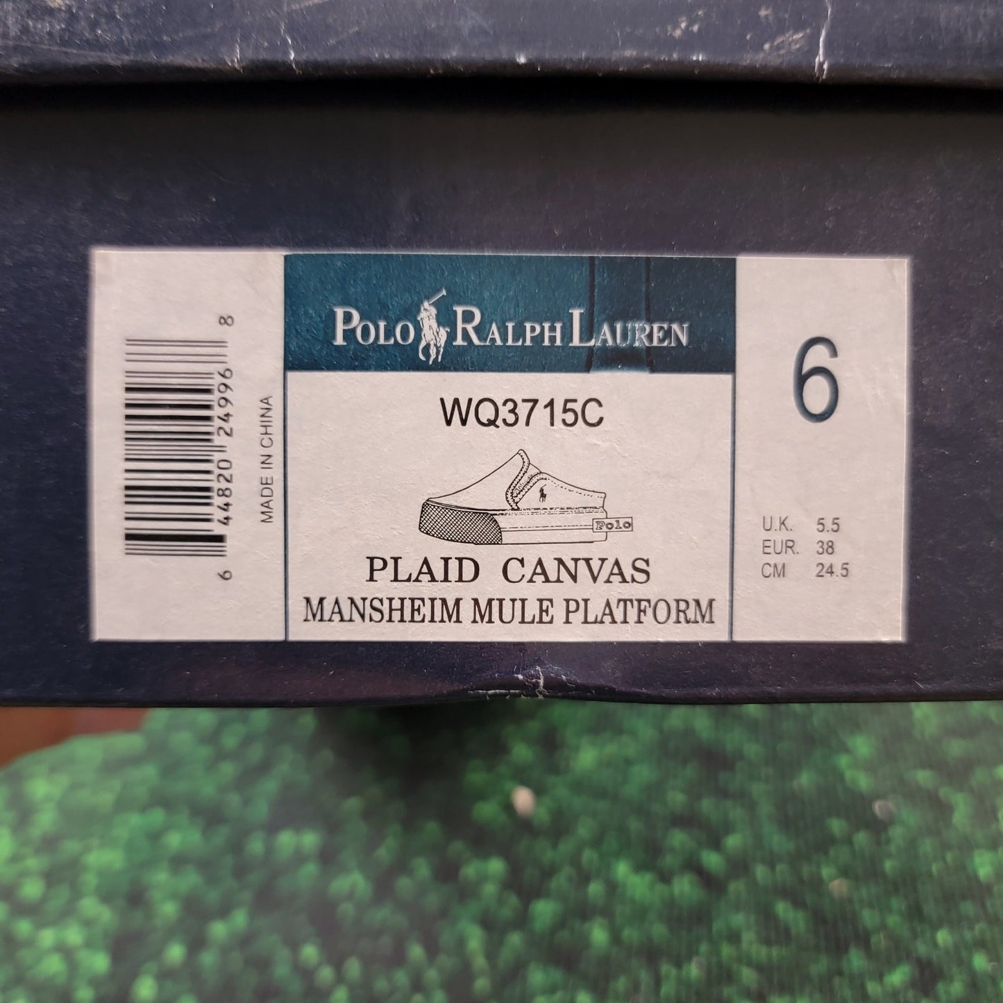Polo Ralph Lauren Plaid Mansheim Mule Platform Mens Sz 6 WQ3715C7