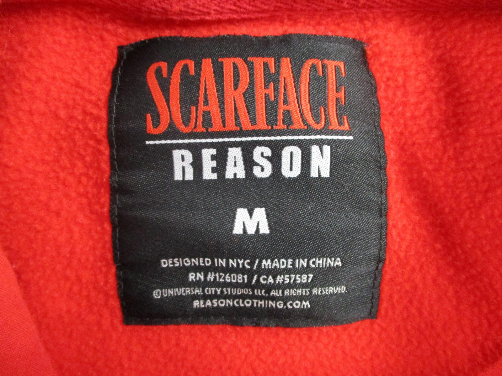 Reason Scarface Tracksuit Mens Medium Red Fleece Graphic Hoodie Sweatpants Set6