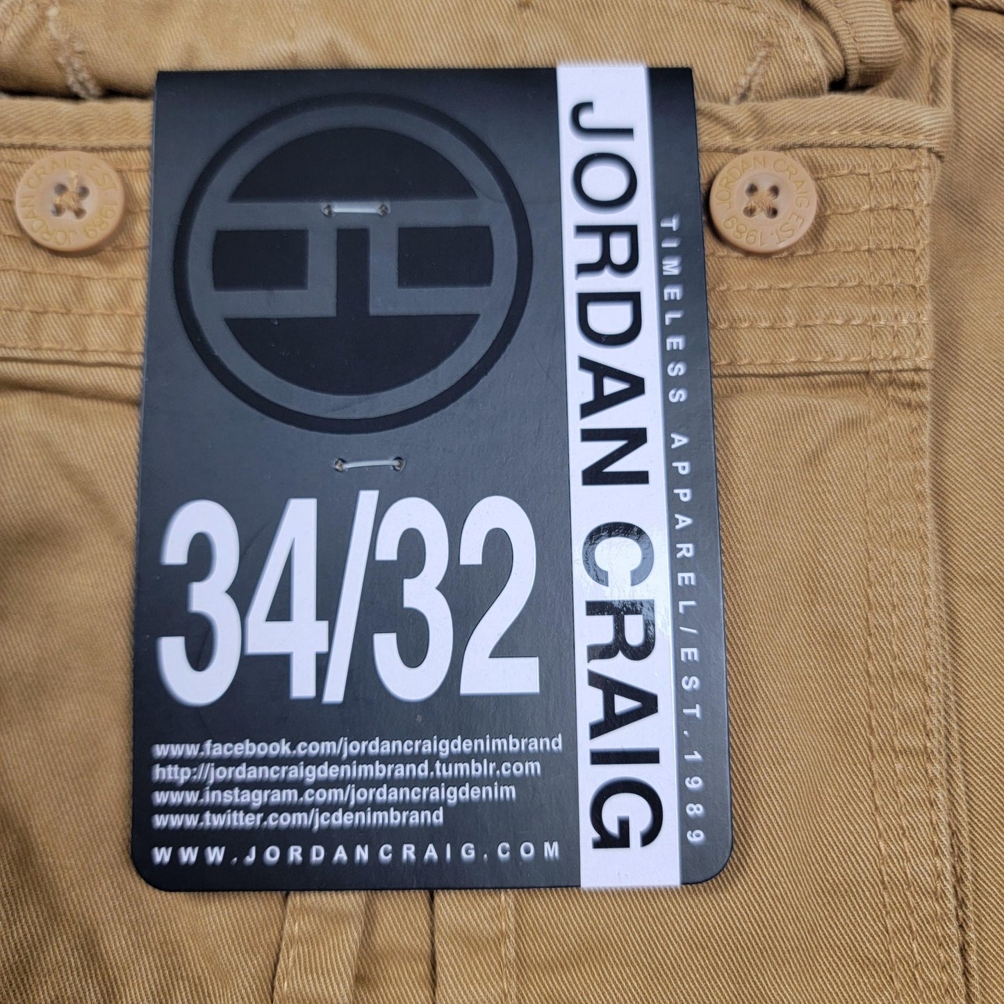 Jordan Craig Cargo Pants Mens 34x32 Khaki Tan Utility Pockets Drawcord Hem