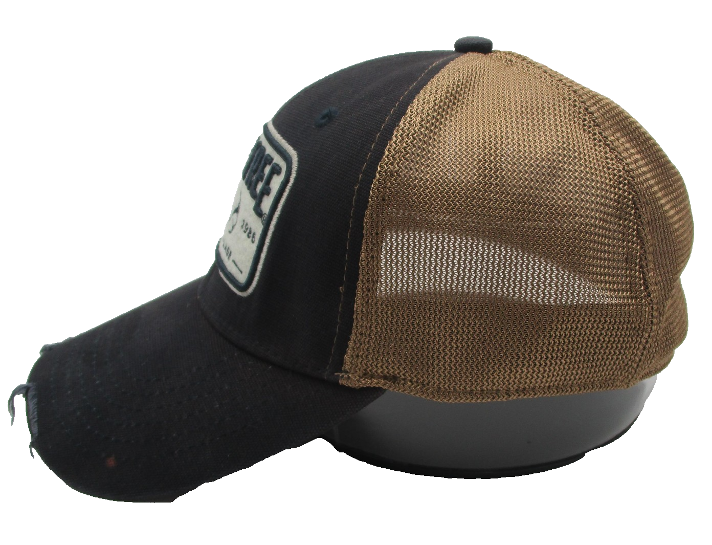Realtree Dad Cap Fitted Mens Medium Black Tan Mesh Trucker Patch Distressed Look1