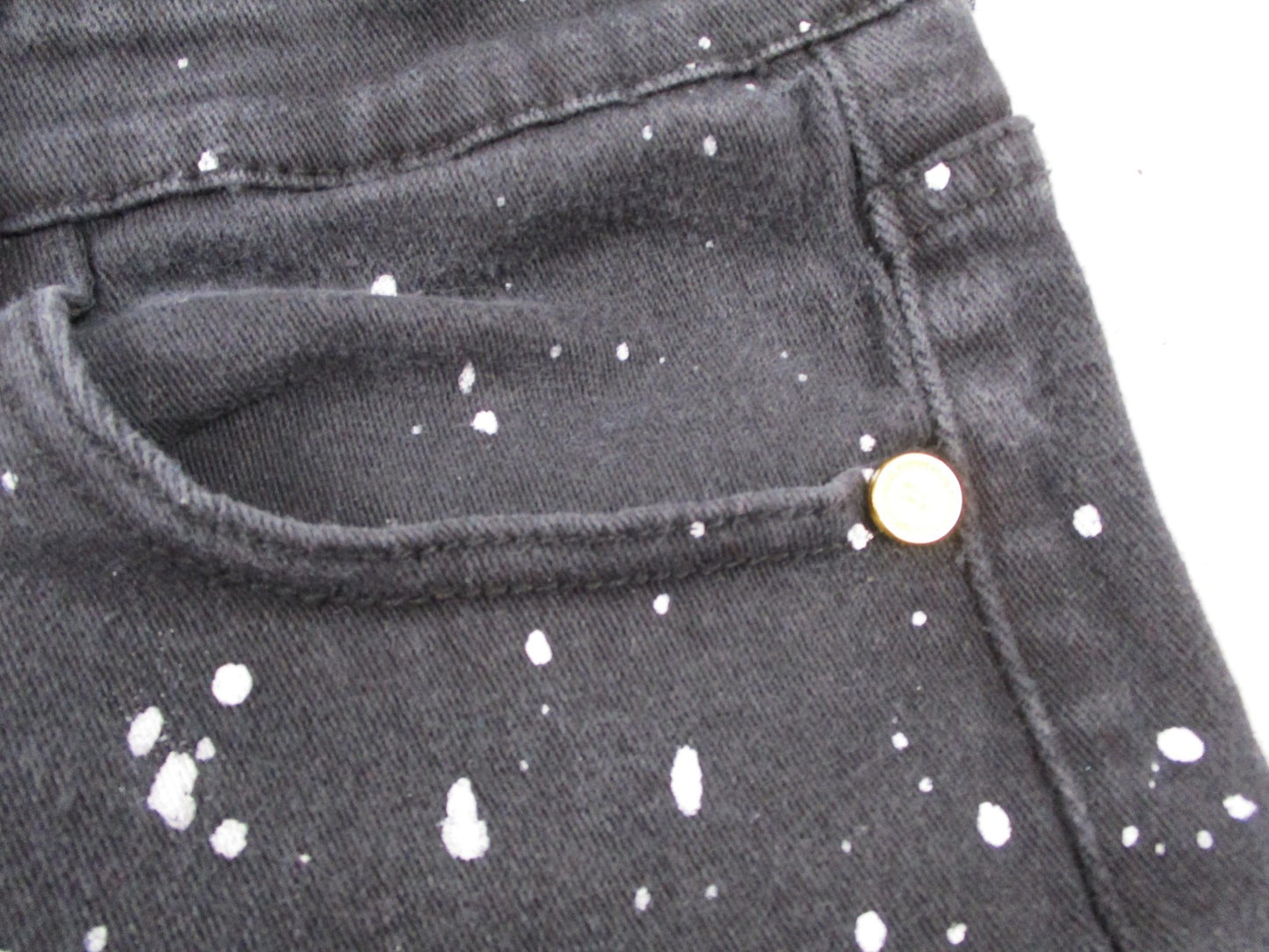 Demolition Shorts Mens 38 Black Paint Splatter Biker Denim Distressed Stretch3