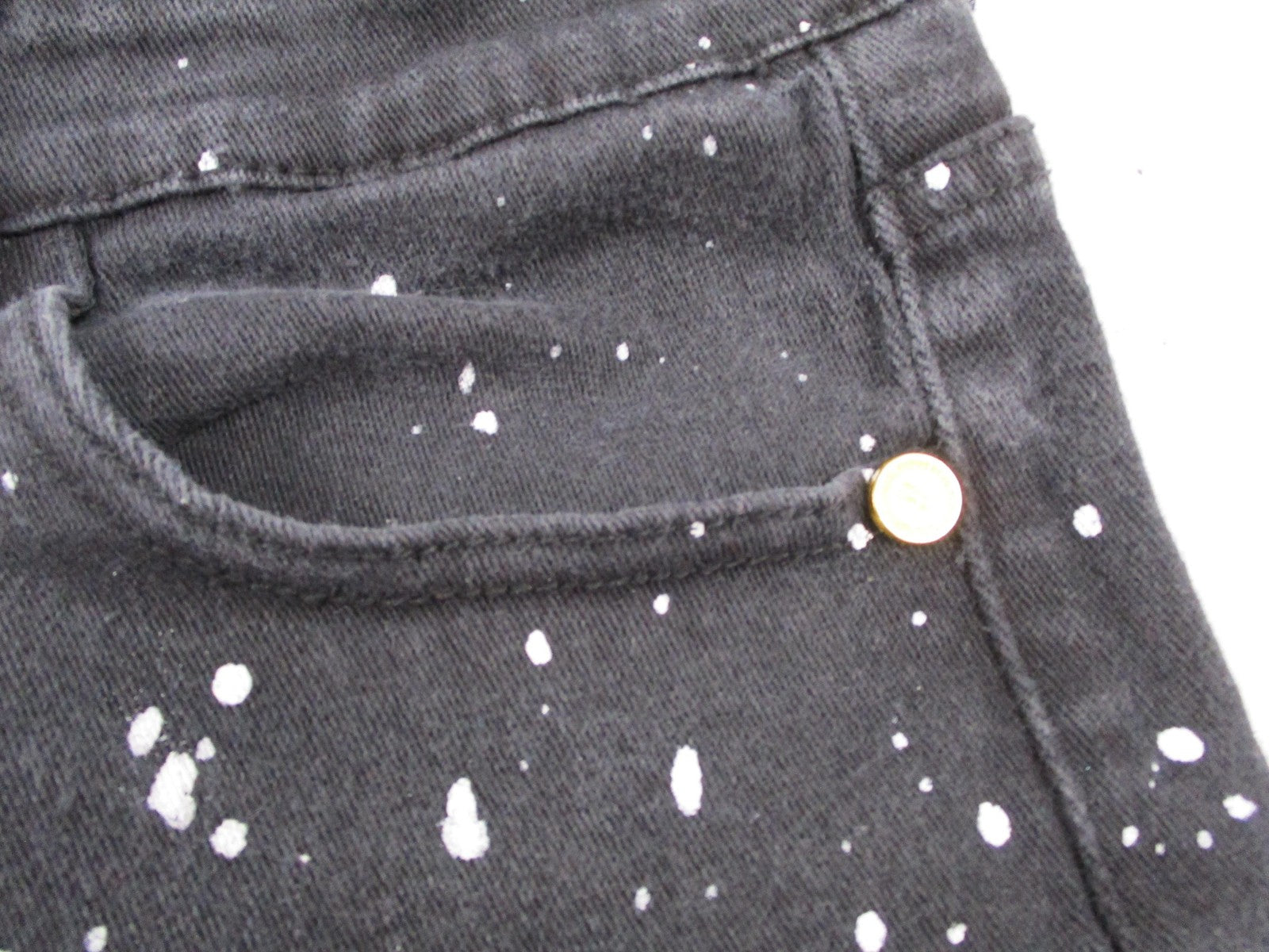 Demolition Shorts Mens 38 Black Paint Splatter Biker Denim Distressed Stretch3