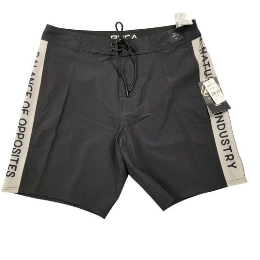RVCA Apex Trunk 18″ Boardshorts Black Gray Side Panel Men’s Size 33 NWT0