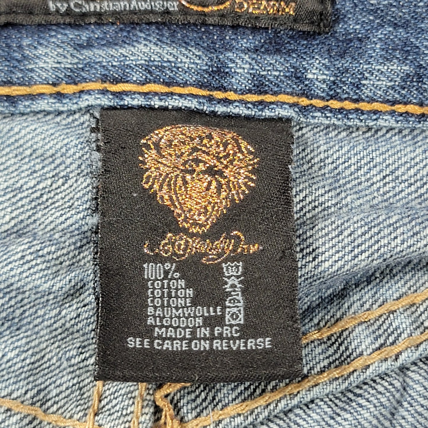 Ed Hardy Jeans Mens 34x34 Blue Denim Straight Leg Tiger Embroidery Distressed4
