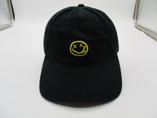 Nirvana Hat Cap Strap Back Mens One Size Black Smiley Face Rock Band Logo0