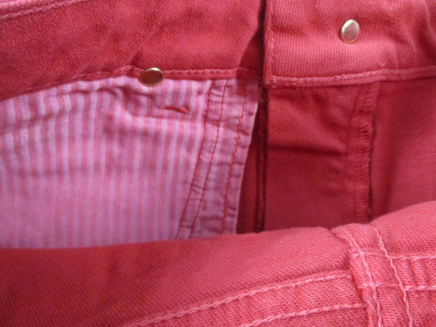 Fidelity Denim Ziggy Crop Jeans Womens 26 Red High Rise Wide Leg Sunkissed 14454