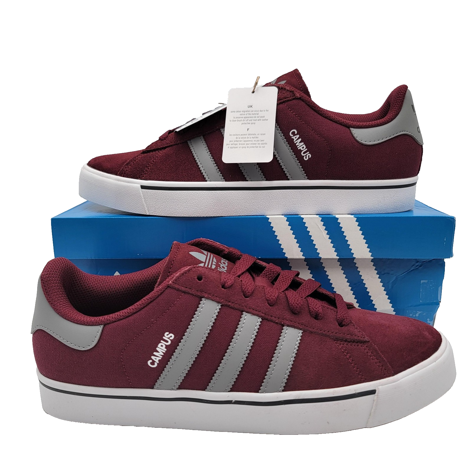 Adidas Campus Vulc Shoes Mens Size 11 Maroon Gray Skate Classic Suede IF9286 New0
