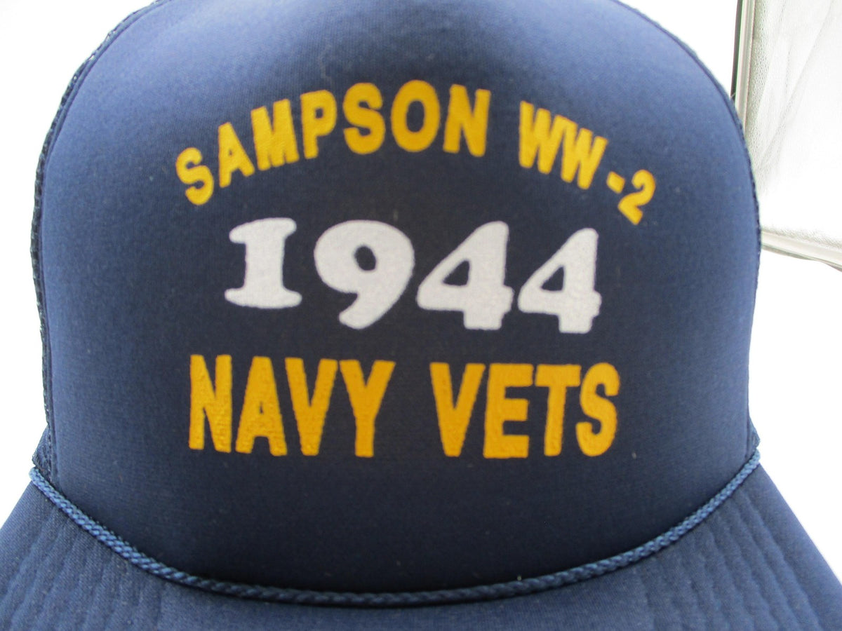 Sampson WW-2 Hat Cap Snap Back Mens One Size Blue Navy Vets Trucker 1944 Toppers1