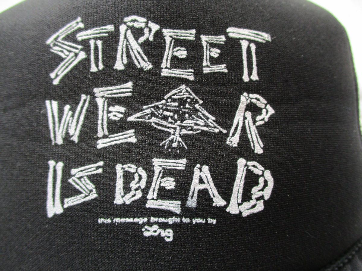 LRG Streetwear Is Dead Hat Cap Snap Back Mens One Size Black Mesh Trucker Foam2