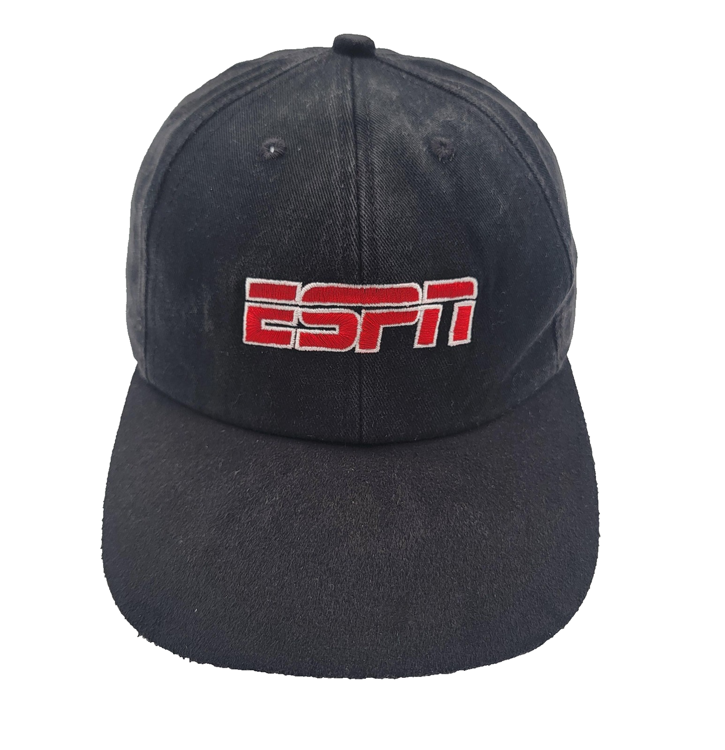 Vintage ESPN Hat Cap Strap Back Black Mens Sports Television TV Network 90s0