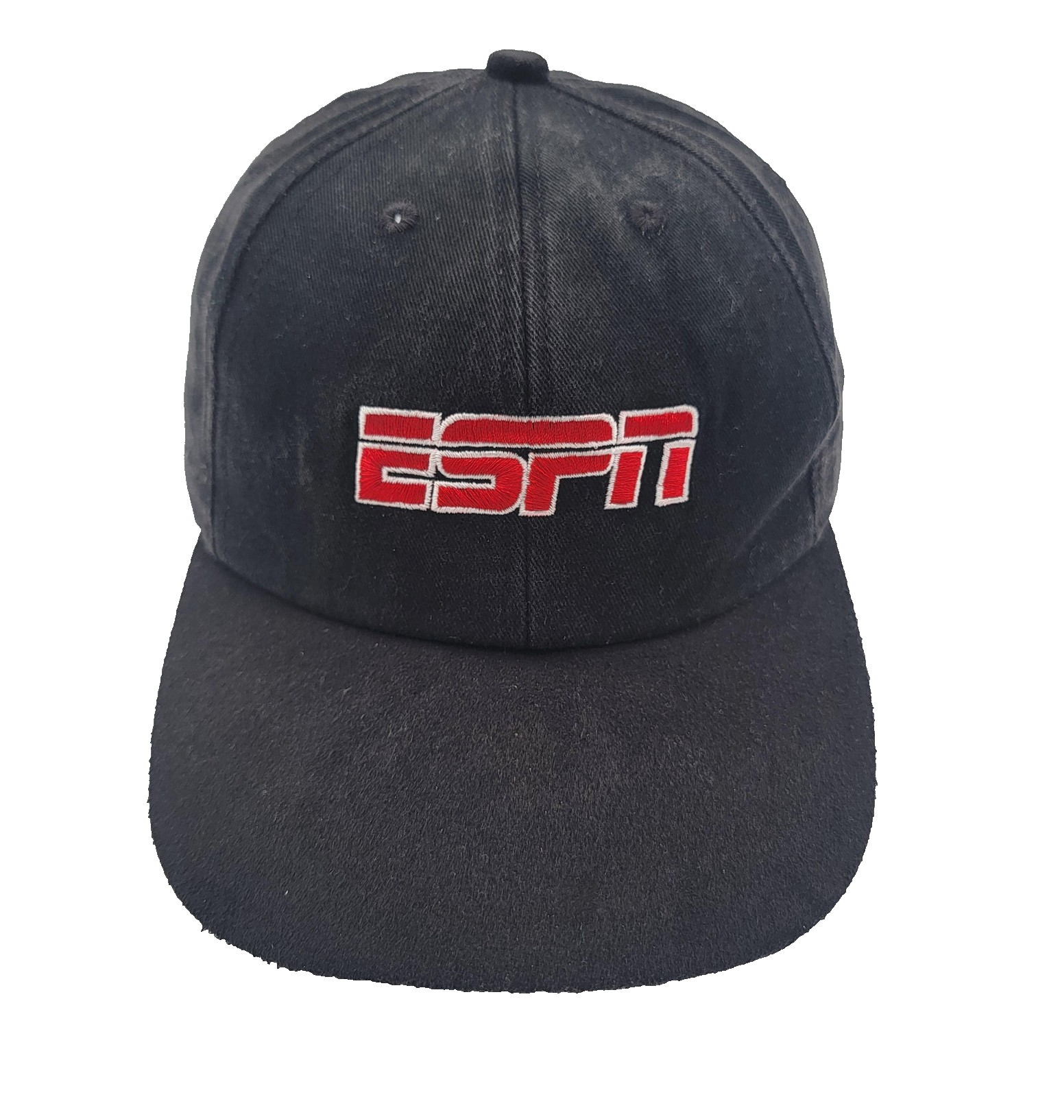 Vintage ESPN Hat Cap Strap Back Black Mens Sports Television TV Network 90s0