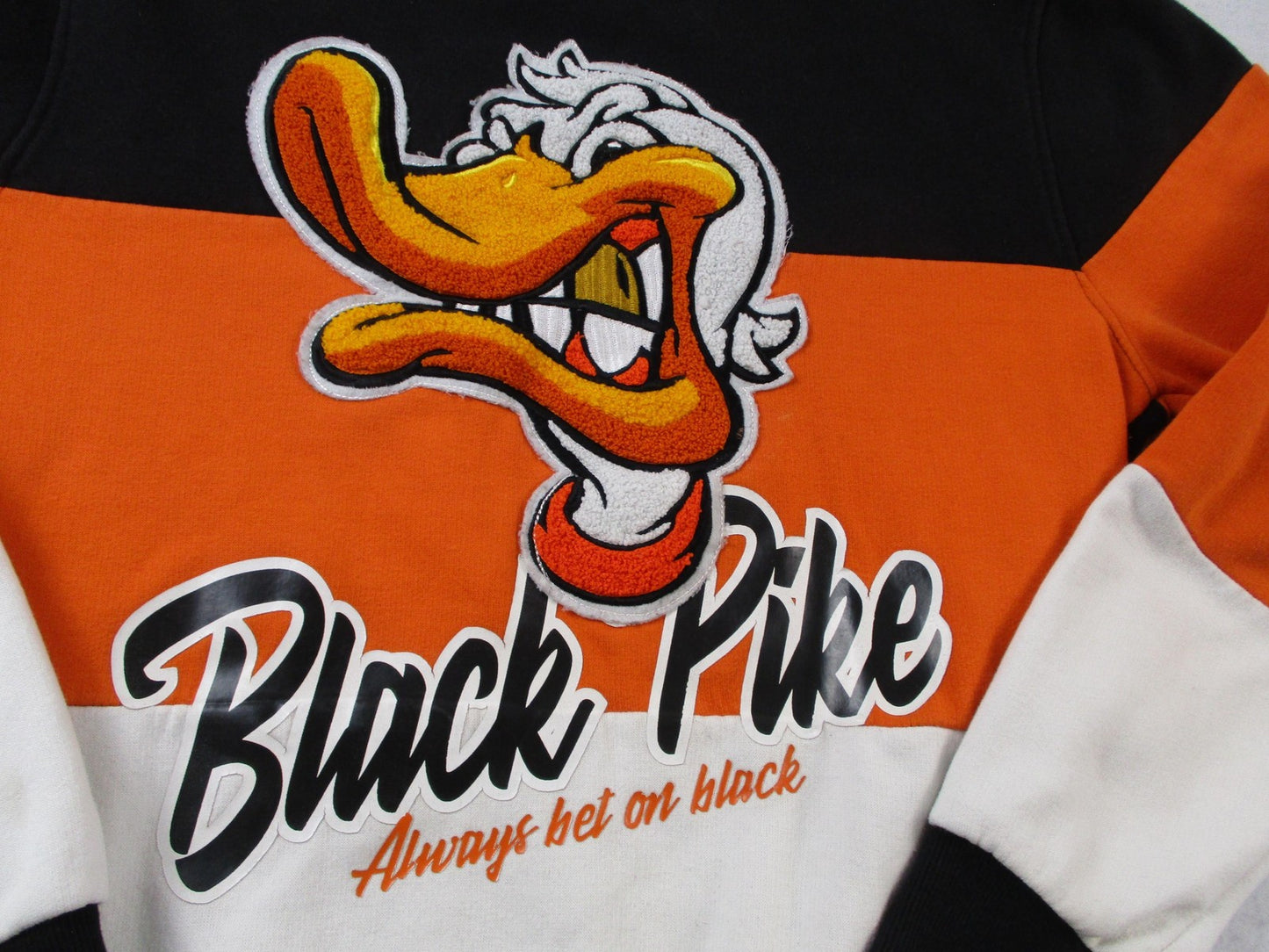 Black Pike Sweatshirt Mens Large Multicolor Fleece Pullover Cartoon Duck Graphic3