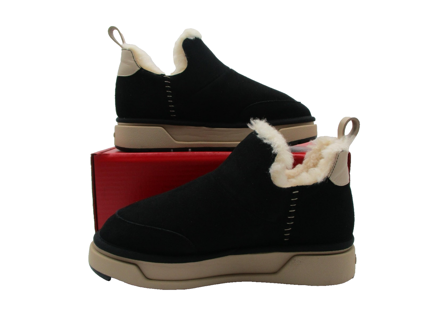 Amiri Malibu Boots Womens Size 10 Black Tan Shearling Slip On Suede platform 1I92