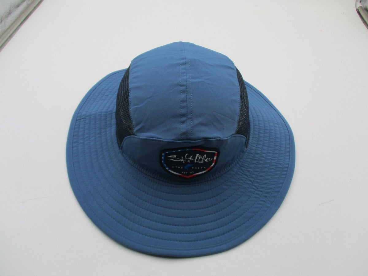 Salt Life Hat Bucket Mens One Size Blue Mesh Wide Brim Boonie Live Salty Patch6