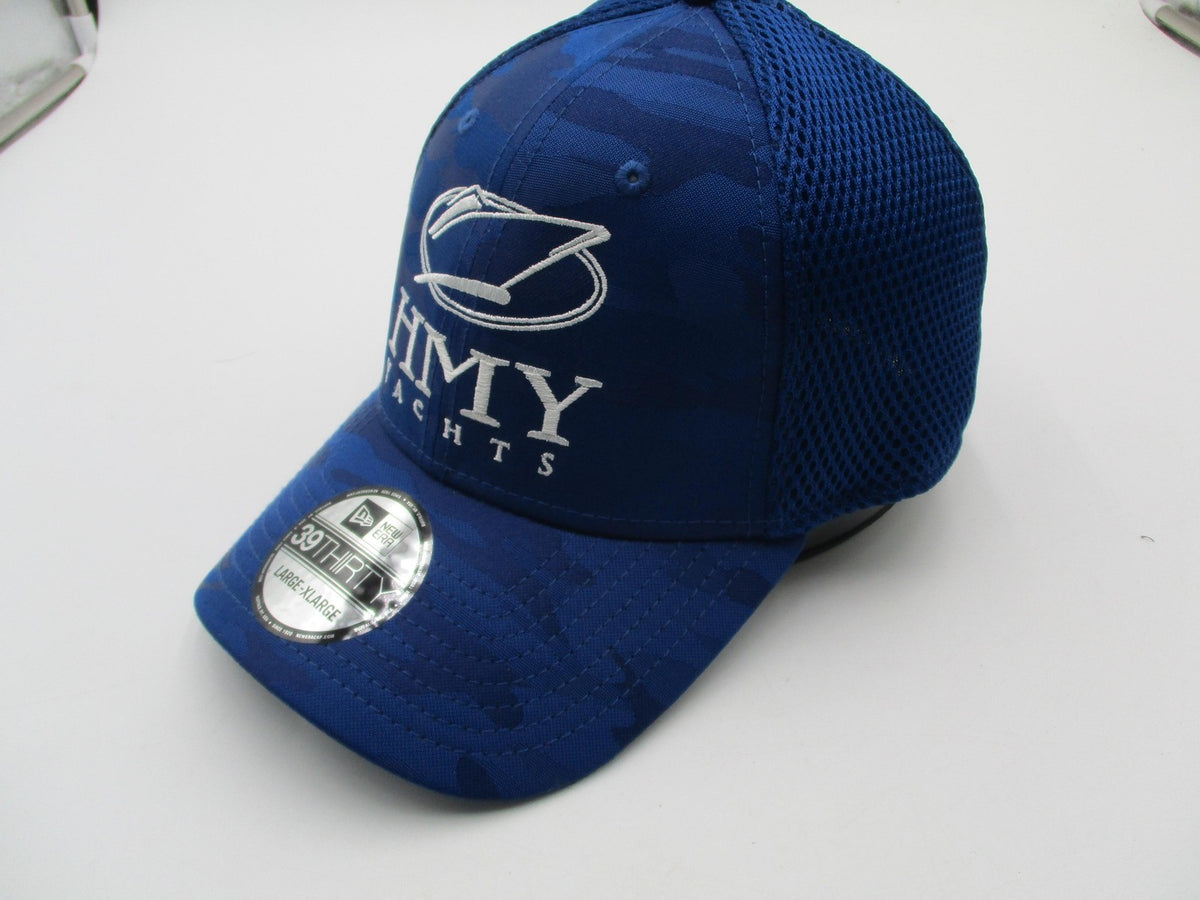 New Era HMY Yachts Hat Cap Fitted Mens L/XL Blue Mesh Camo Baseball 39THIRTY0