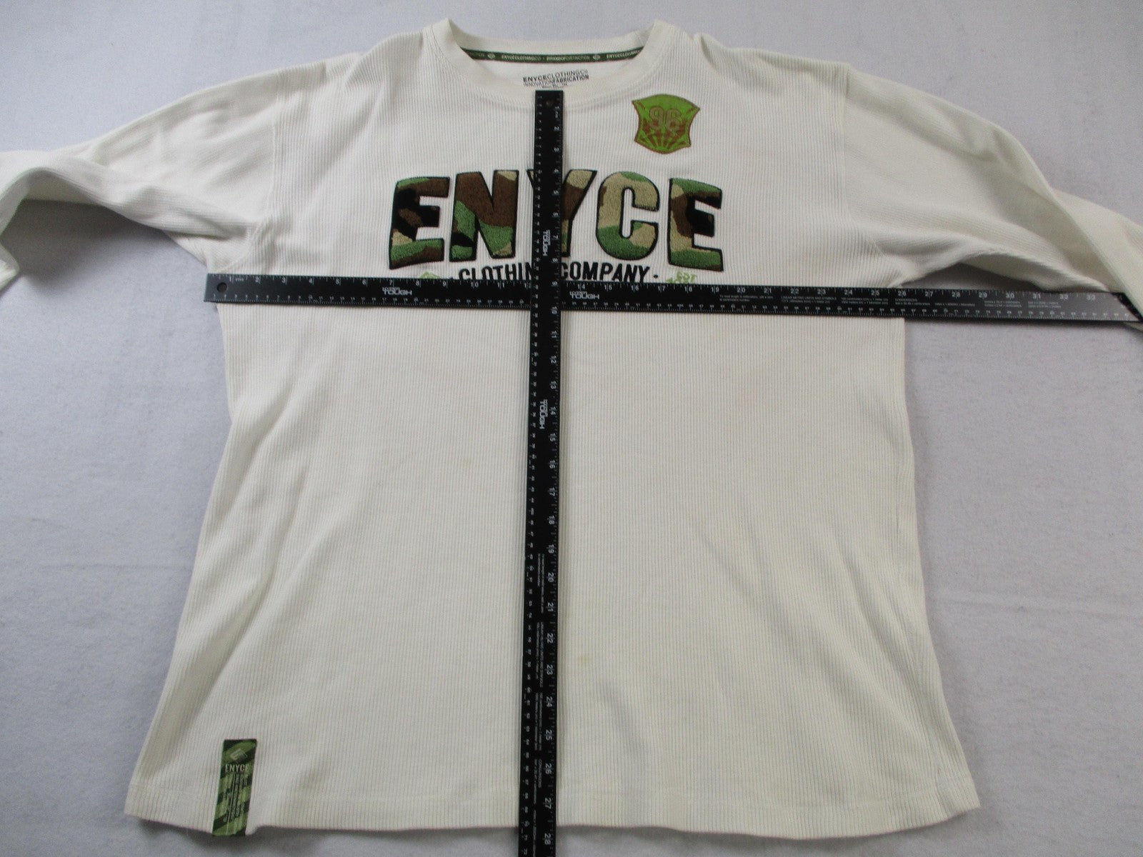 Enyce Shirt Mens 2XL White Camo Logo Thermal Waffle Knit Long Sleeve Tee