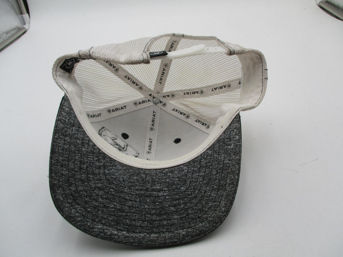 Ariat Hat Cap Snap Back Mens One Size Gray White Trucker Mesh Embroidered9
