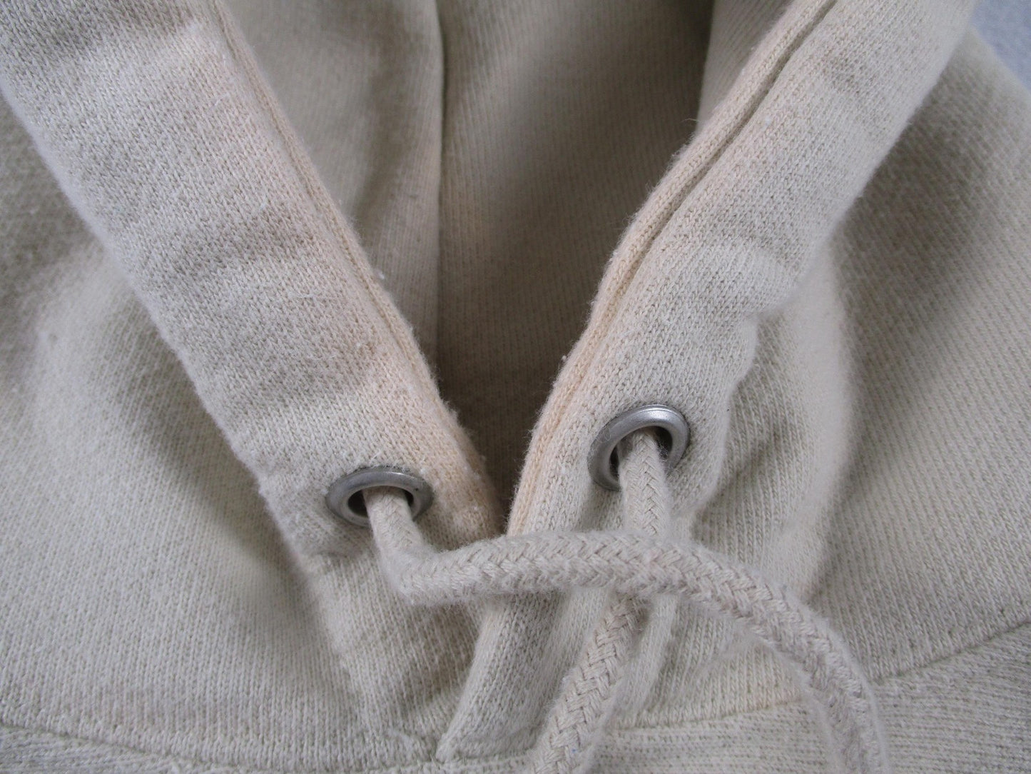 Vintage Champion Reverse Weave Hoodie Mens Small Beige Pullover Sweatshirt Logo6