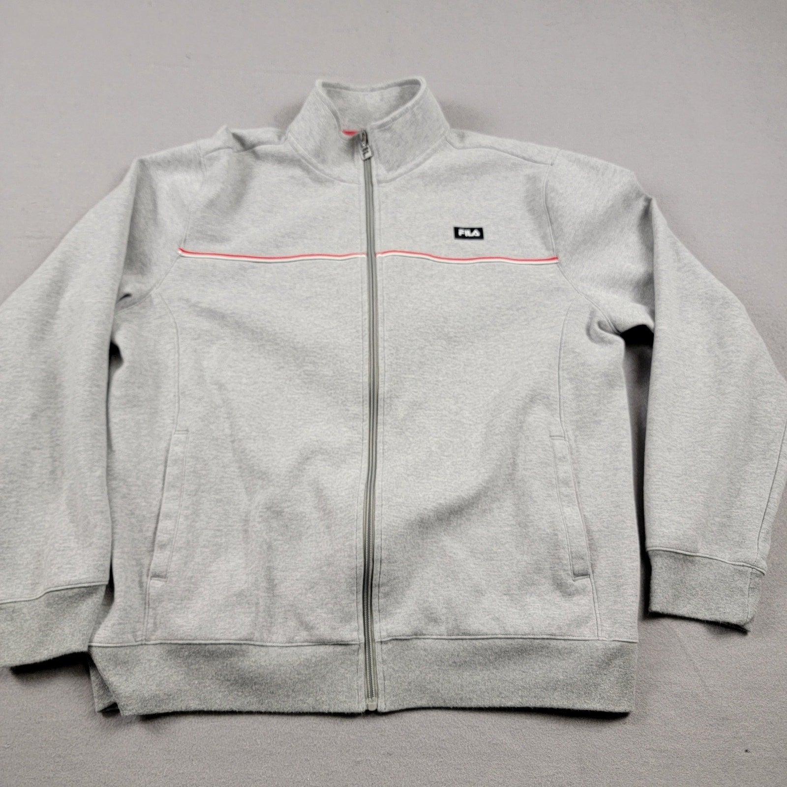 Fila Mens Zip Up Jacket Sz L Gray