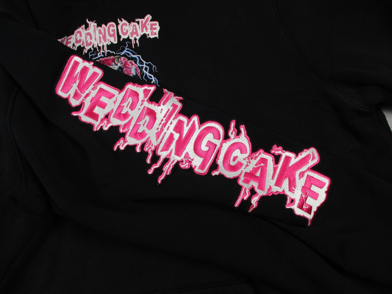 Wedding Cake Hoodie Mens 2XL Black Graphic Pullover Back Embroidered