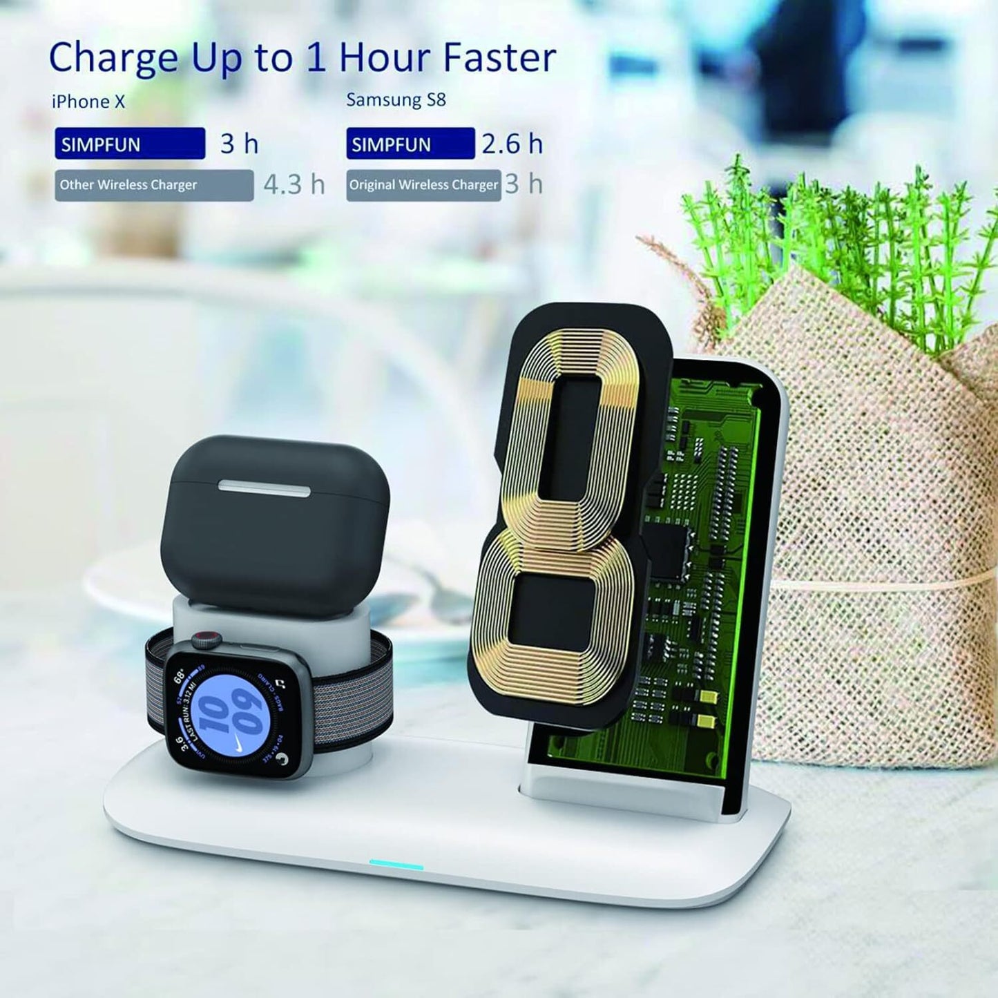 4 in 1 Desk Charger for Apple and Some Android. See info5