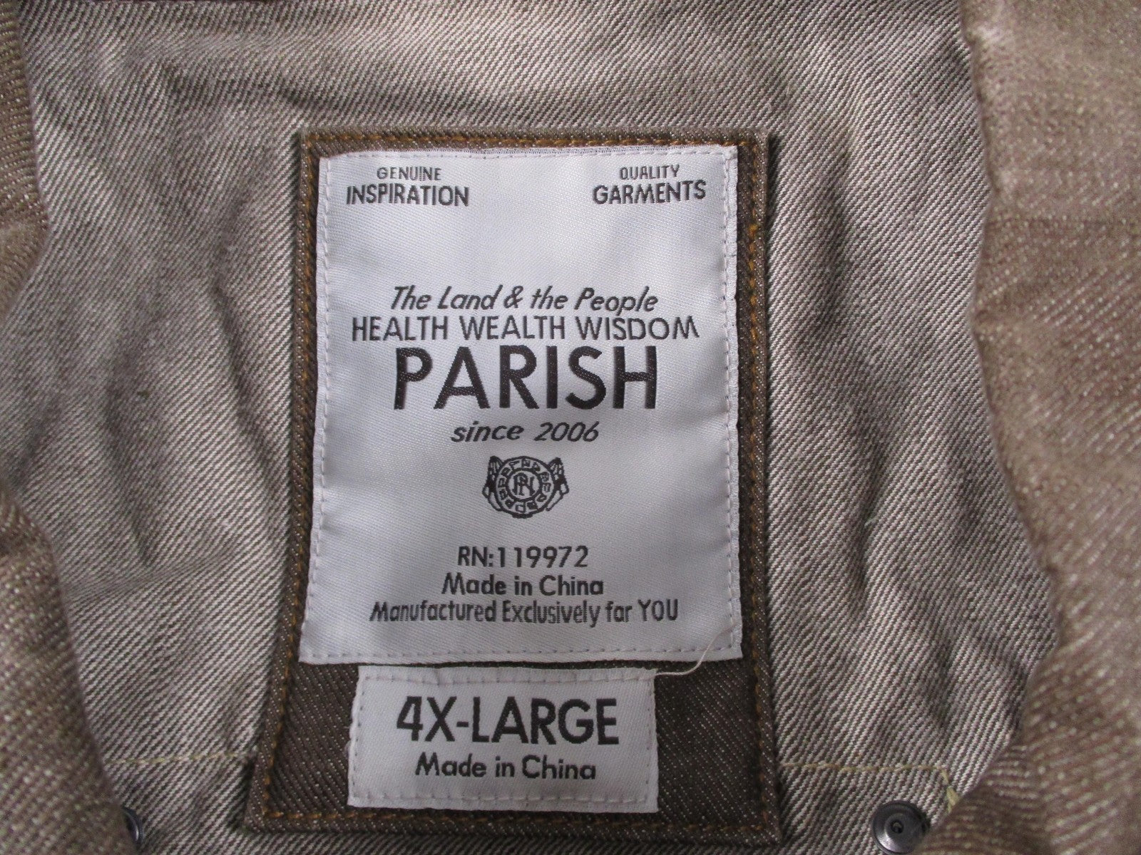 Parish Jacket Mens 4XL Brown Cotton Denim Military Workwear Snap Front Outdoor2