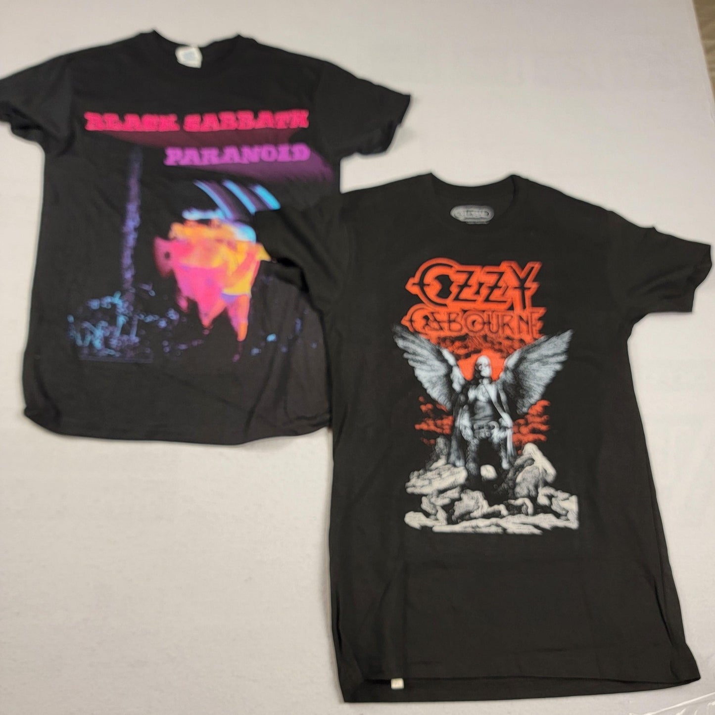 2 Pack Black Sabbath Paranoid & Ozzy Osbourne TShirt Mens Small Black