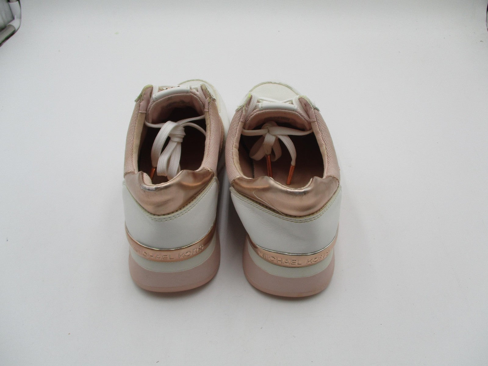 Michael Kors Shoes Womens Size 7.5 Pink Rose Gold Colorblock Sneakers AN21A 1P97