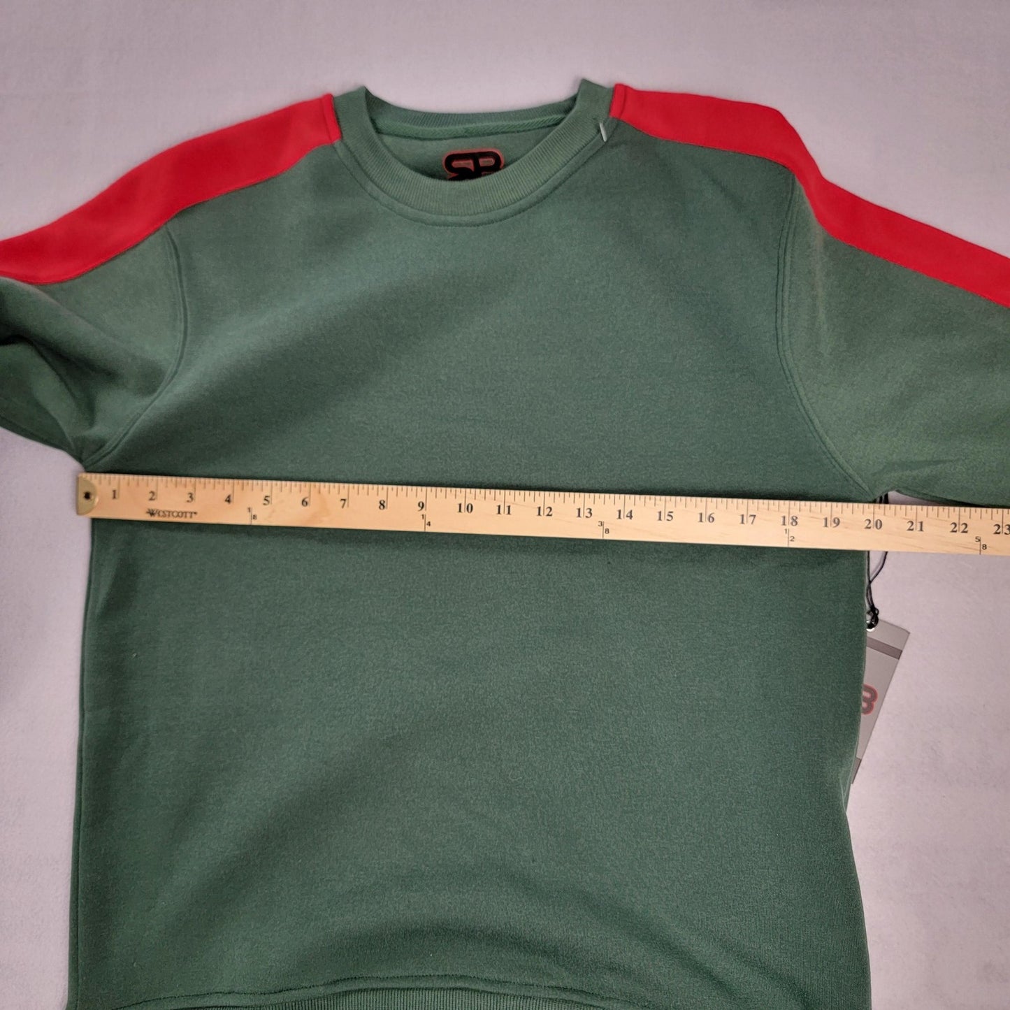 Royal Blue Sweater Mens Medium Green Red Crewneck Pullover Stripe Athletic