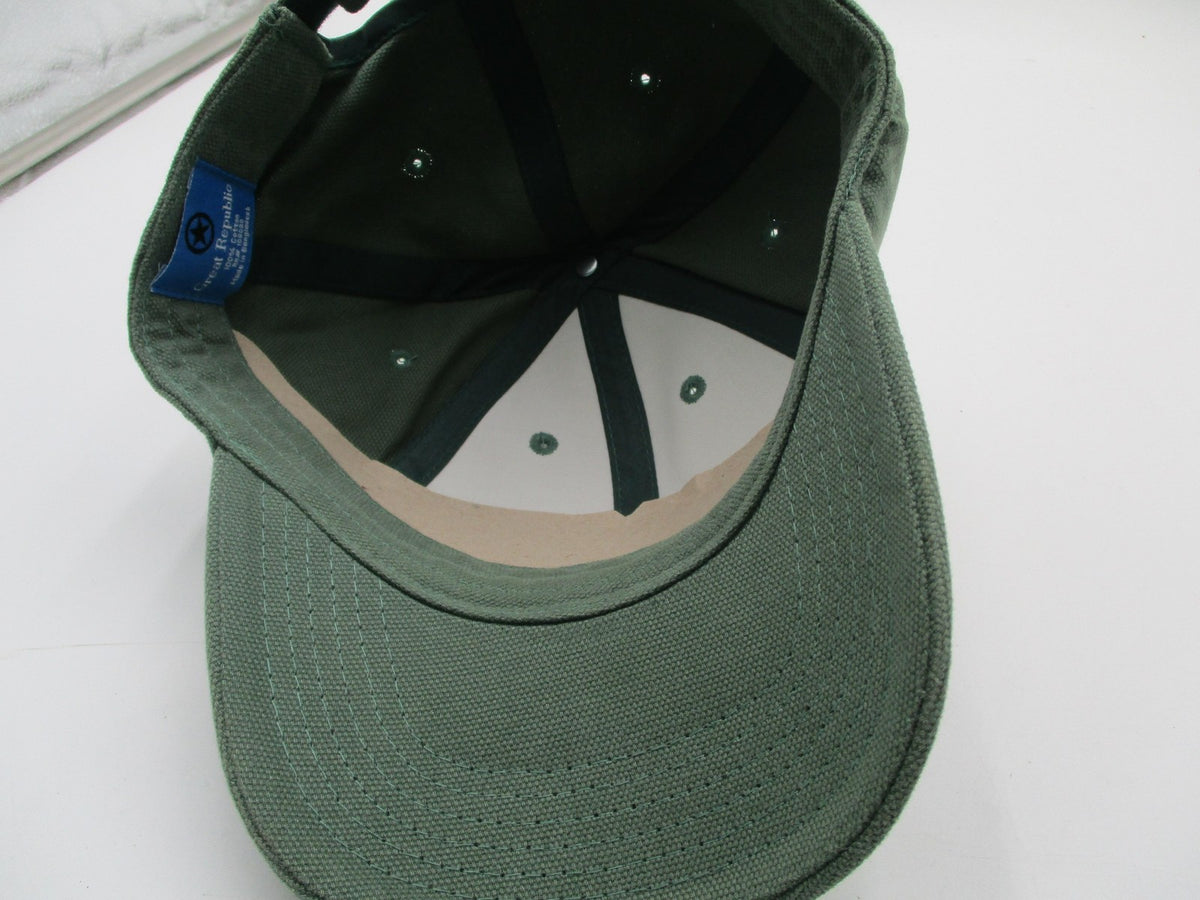 Great Republic Hat Cap Strap Back Mens One Size Green Canvas Solid Baseball7