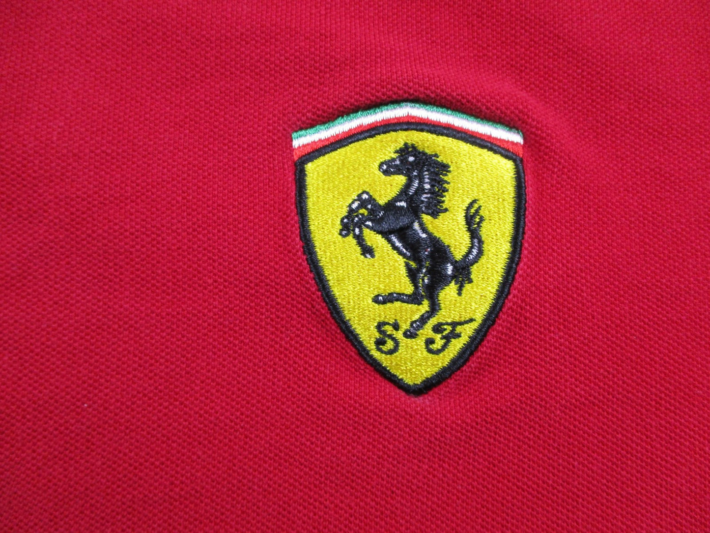 Ferrari Shirt Mens Large Red Formula 1 Racing Polo SF Shield Patch Logo3