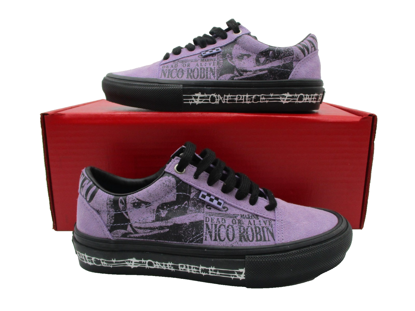Vans One Piece Nico Robin Shoes Mens Sz 4.5 Purple Black Skateboarding Anime 1J10