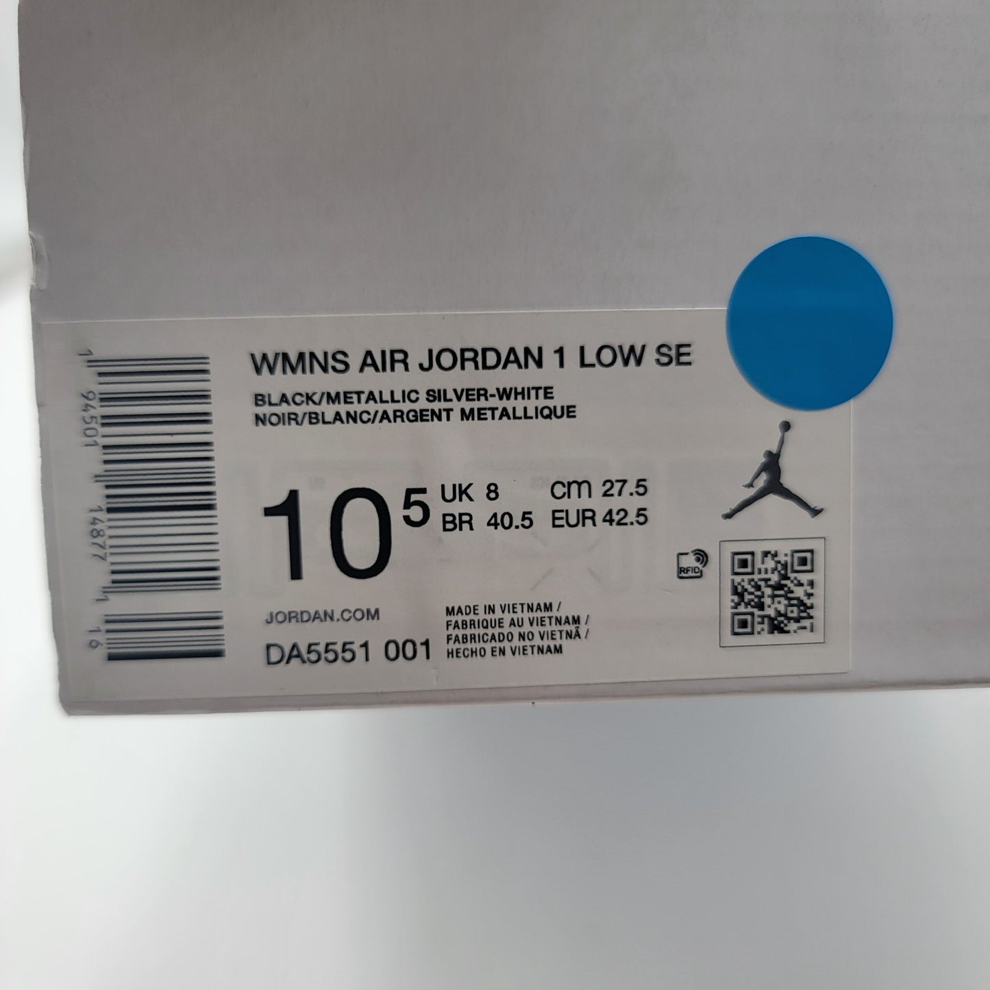 Wmns Air Jordan 1 Low SE Silver Toe DA5551-001 10.5W Blk/Silver/Wht NIB No Lid8