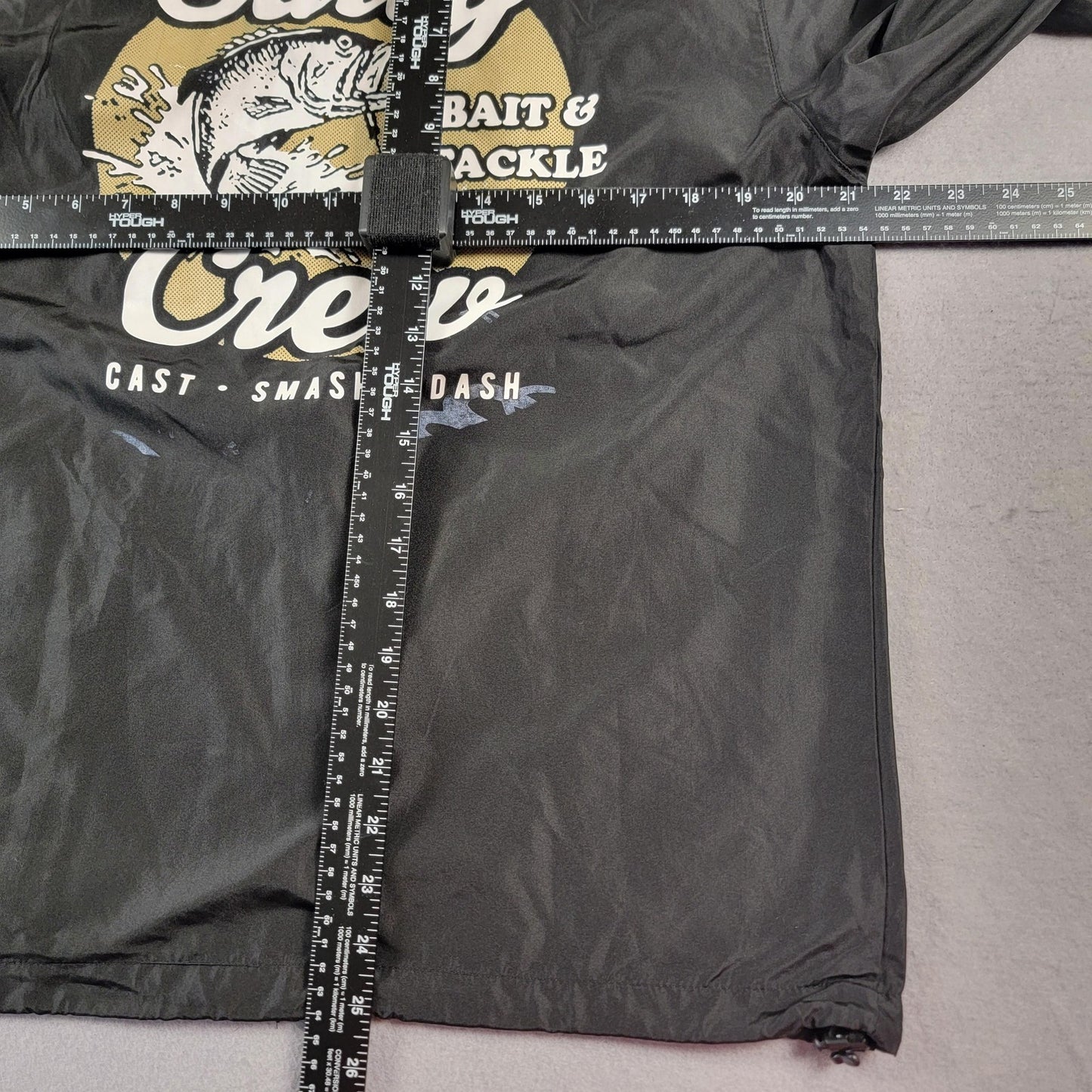Salty Crew Jacket Mens Med Black Bait Tackle Hood Windbreaker Fishing Logo 8925