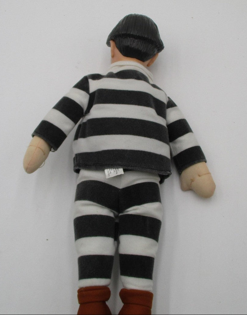 Vintage Play-By-Play Moe Three Stooges Prisoner Plush Doll Medium Black White4