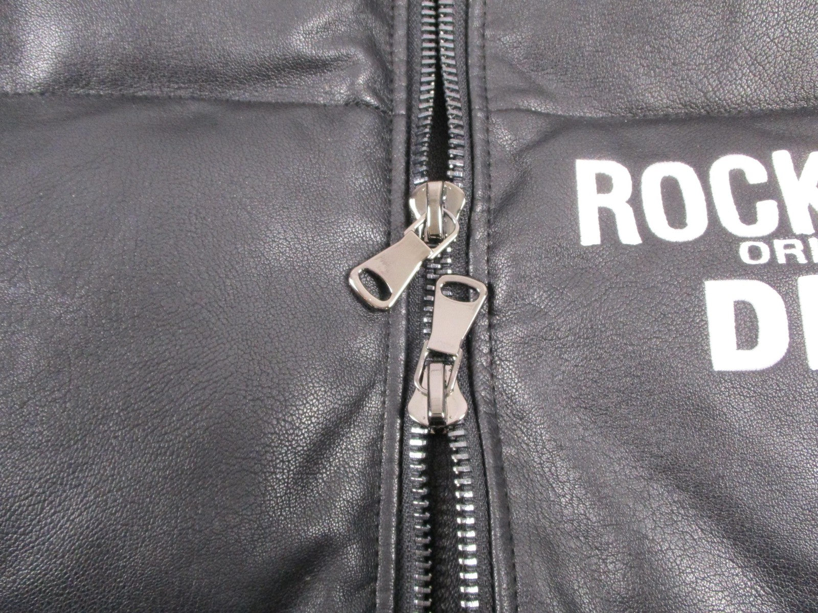Rockstar Original Kensen Jacket Mens Large Black Faux Leather Puffer 169112