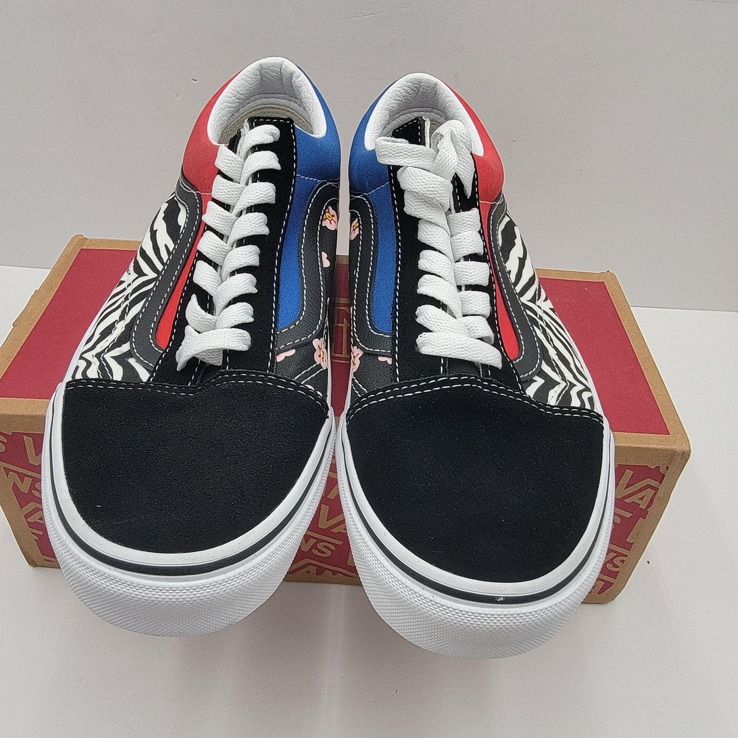 Vans Old Skool Shoes Zebra/Cherry Blossom Korean Typography
