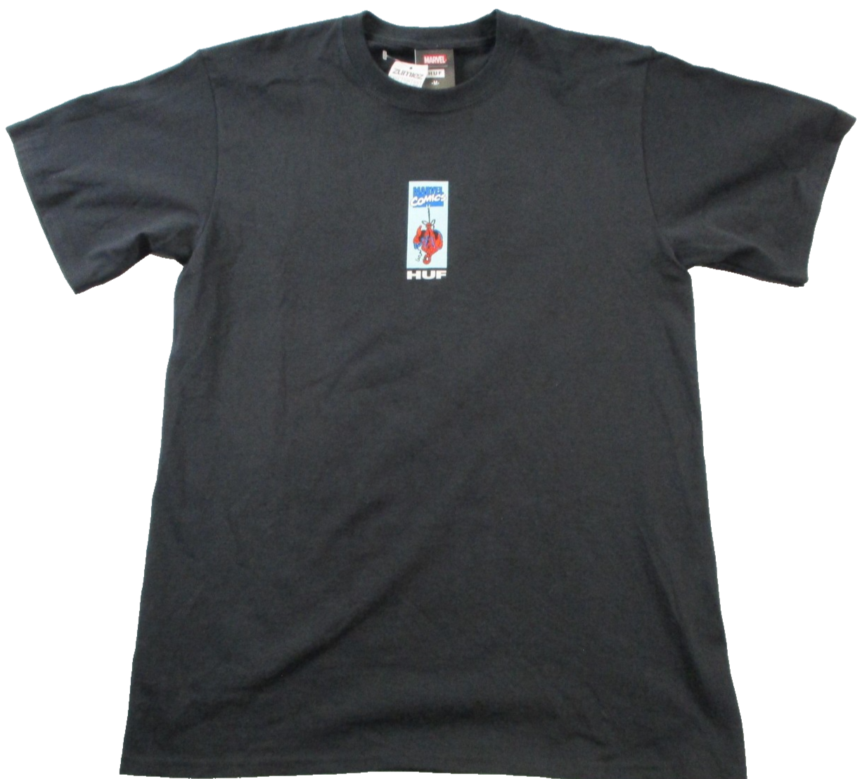 SpiderMan HUF Marvel Shirt Mens Medium Black Graphic Tee Back Graphic 15060