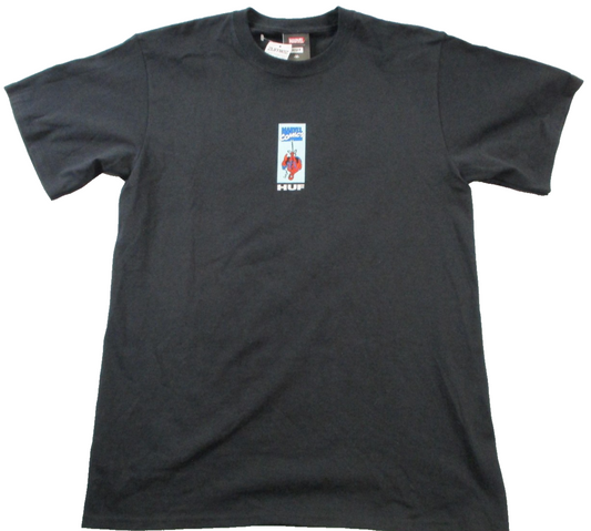 SpiderMan HUF Marvel Shirt Mens Medium Black Graphic Tee Back Graphic 15060