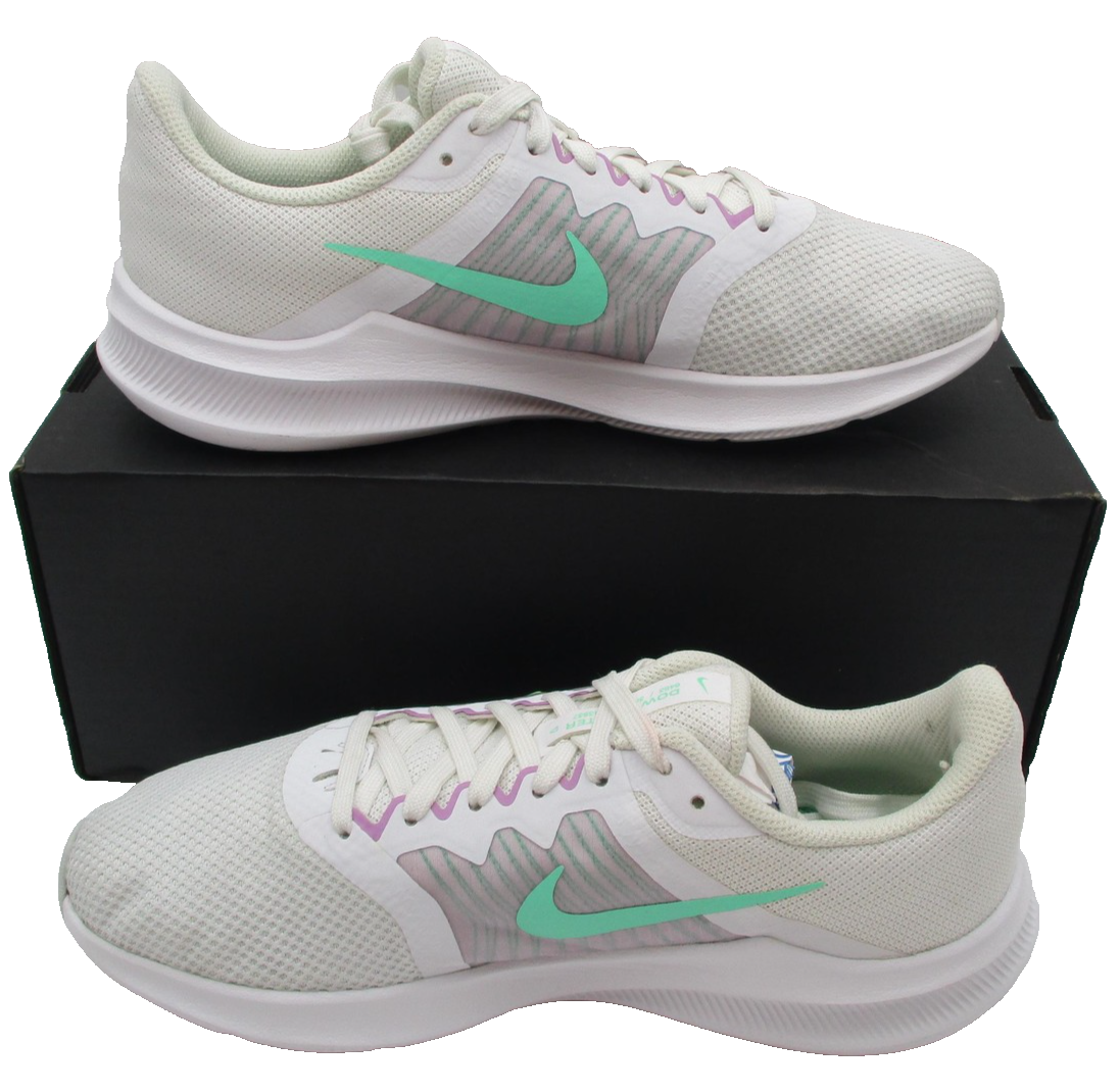 Nike Downshifter Shoes Womens Size 10 White Teal Running Sneakers CW3413101 1T53