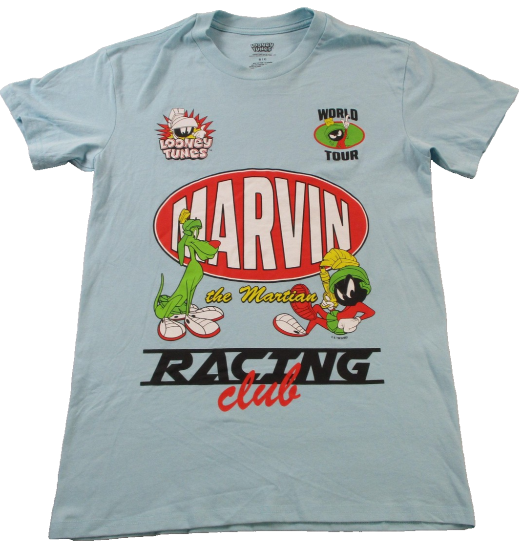 Looney Tunes Marvin The Martian Shirt Mens Small Blue Racing Club Graphic Tee0